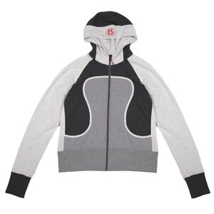 LULULEMON Remix Lulu Hoodie Tri-Colour Rare Red Embroidered Logo on Hood